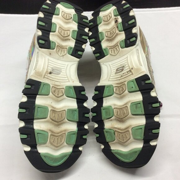 Skechers D-Lites Metallic Lace Up Sneakers Iridescent 10 M Silver Gold 2015 - Picture 6 of 11